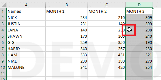 将鼠标光标移到行的边缘 |  在 Excel 中交换列或行