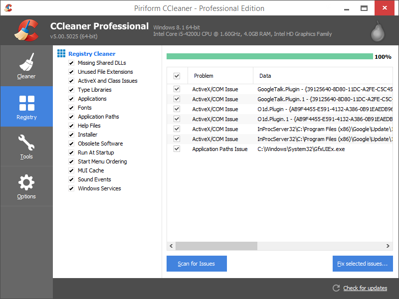 ccleaner 专业的 Windows 注册表清洁器