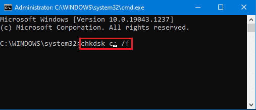 命令提示符中的 chkdsk 命令