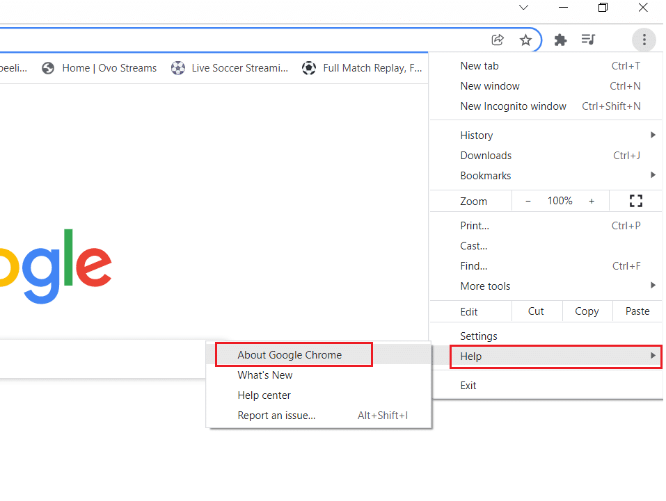 单击帮助并选择关于 Google Chrome。 修复 Chrome 中的 STATUS ACCESS VIOLATION