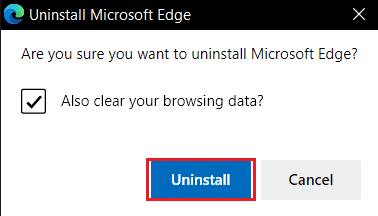 单击 Microsoft Edge 确认提示中的卸载按钮