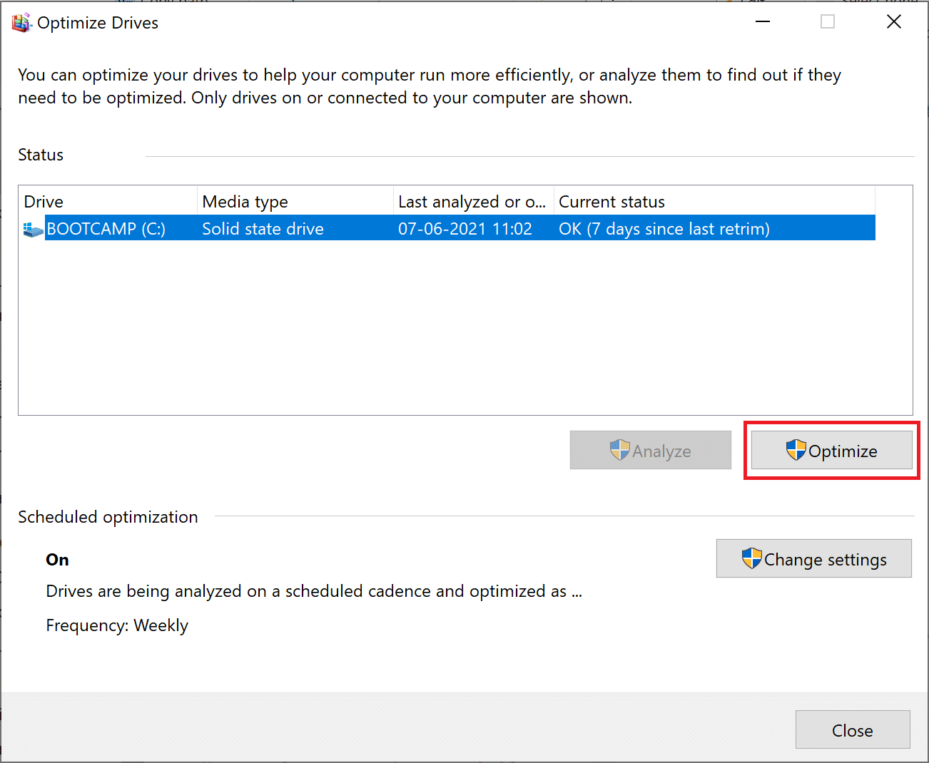 点击优化。 如何优化 Windows 10 的游戏和性能？