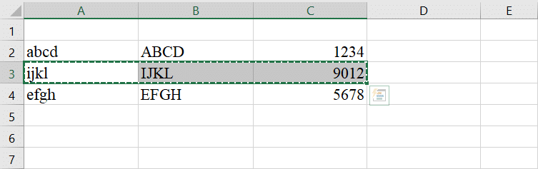 单击第 3 行按 Ctrl + C 键 |  如何在 Excel 中交换列或行