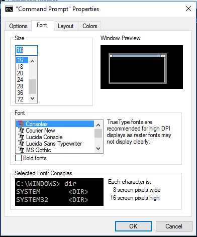 command prompt font