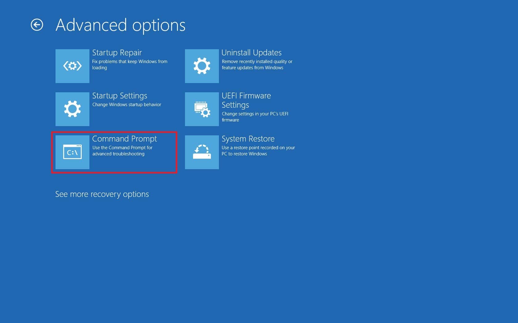 命令提示符选项。 如何修复 Windows 10 中的 WDF_VIOLATION 错误