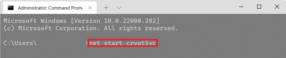 命令启动 cryptsvc 命令提示符窗口