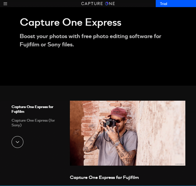 Capture One Express 的下载页面 |  个人电脑免费照片编辑软件