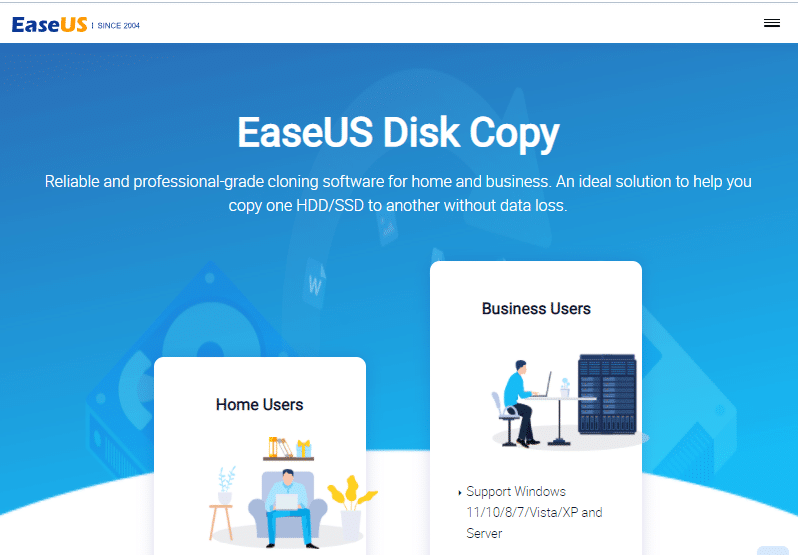 EaseUS Disk Copy的下载页面| Windows PC 的最佳文件复制软件