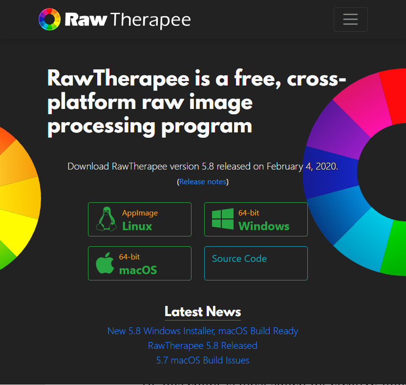 RawTherapee 的下载页面 |  个人电脑免费照片编辑软件