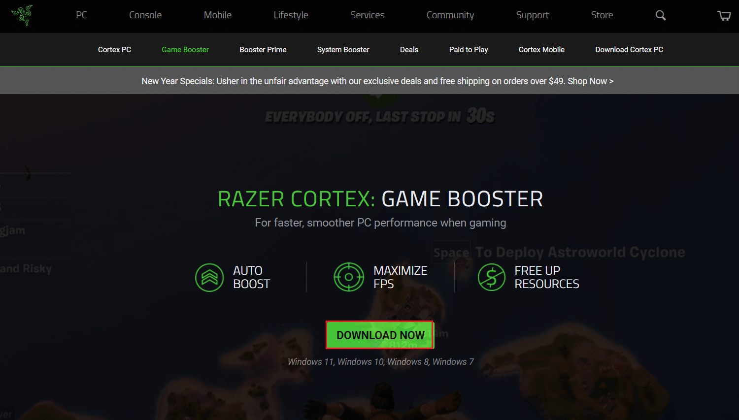 从官方网站下载 razer cortex 应用程序