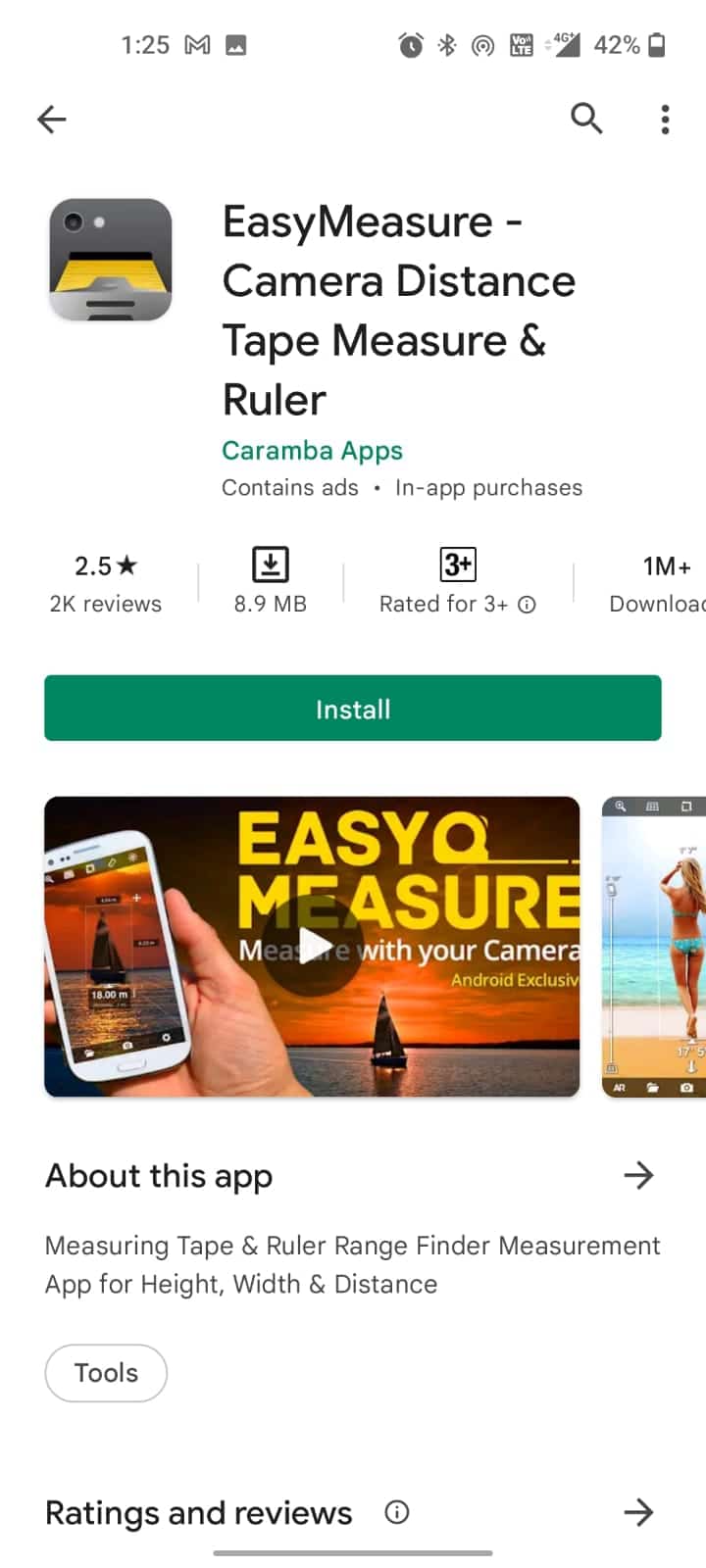 EasyMeasure 相机距离卷尺尺。 Android 上 18 大最佳测量应用程序