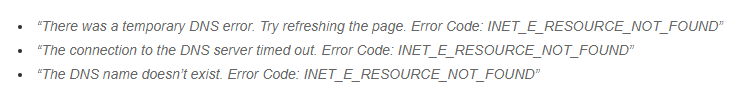 错误 INET_E_RESOURCE_NOT_FOUND