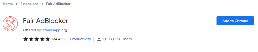 Chrome 网上应用店中的Fair AdBlocker