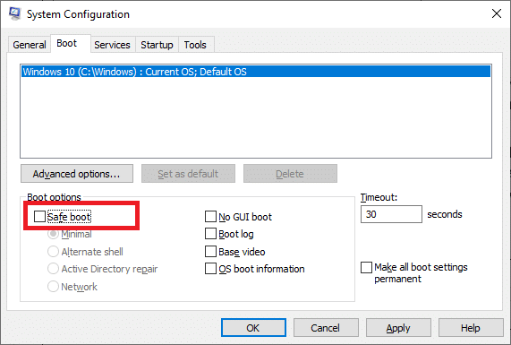 在这里，检查启动选项下的安全启动框，然后单击确定。 C:windowssystem32configsystemprofileDesktop 不可用：已修复