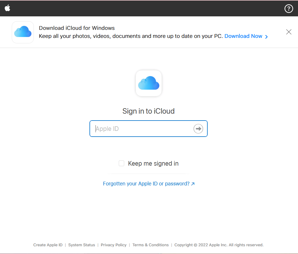 iCloud 登录页面