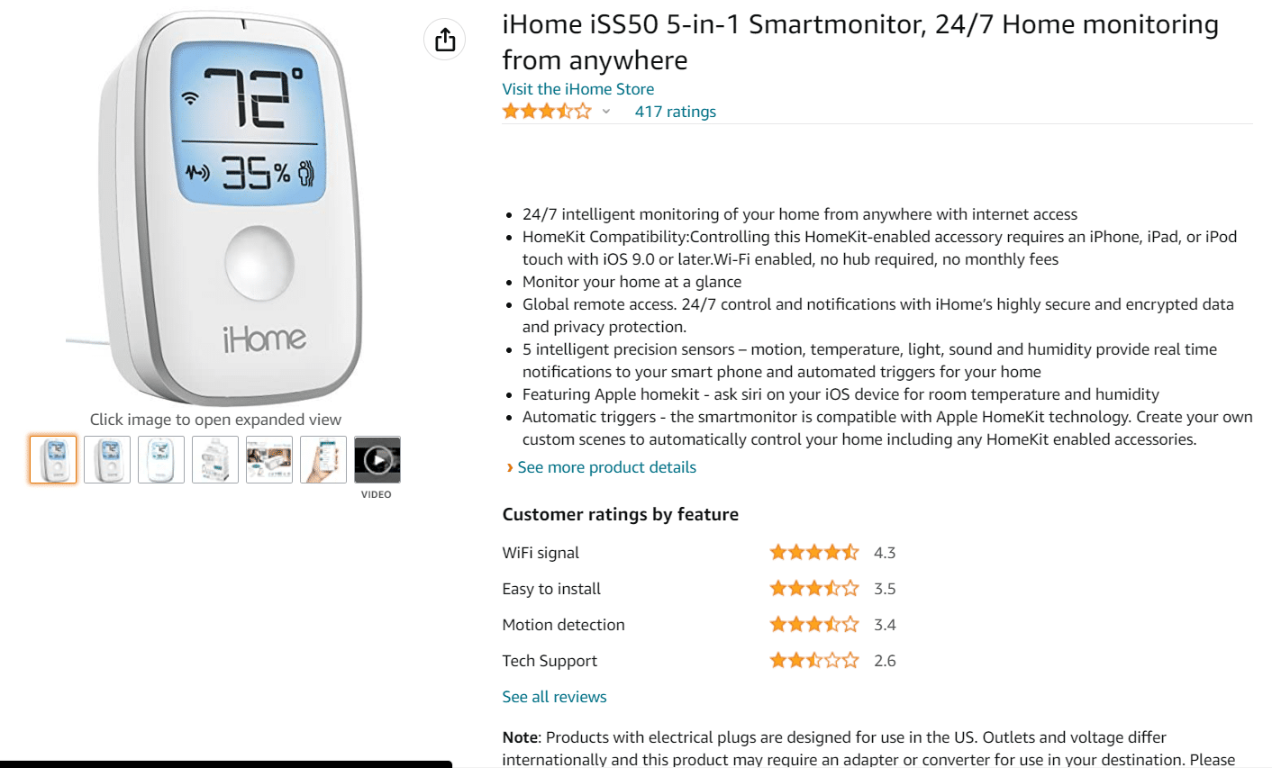 iHome iSS50 5 合一智能显示器。 11 款最佳 WiFi 温湿度传感器