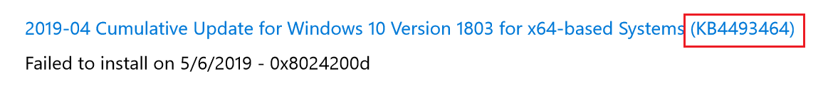 KB 编号。 修复 Windows 10 更新 0x8007000d 错误