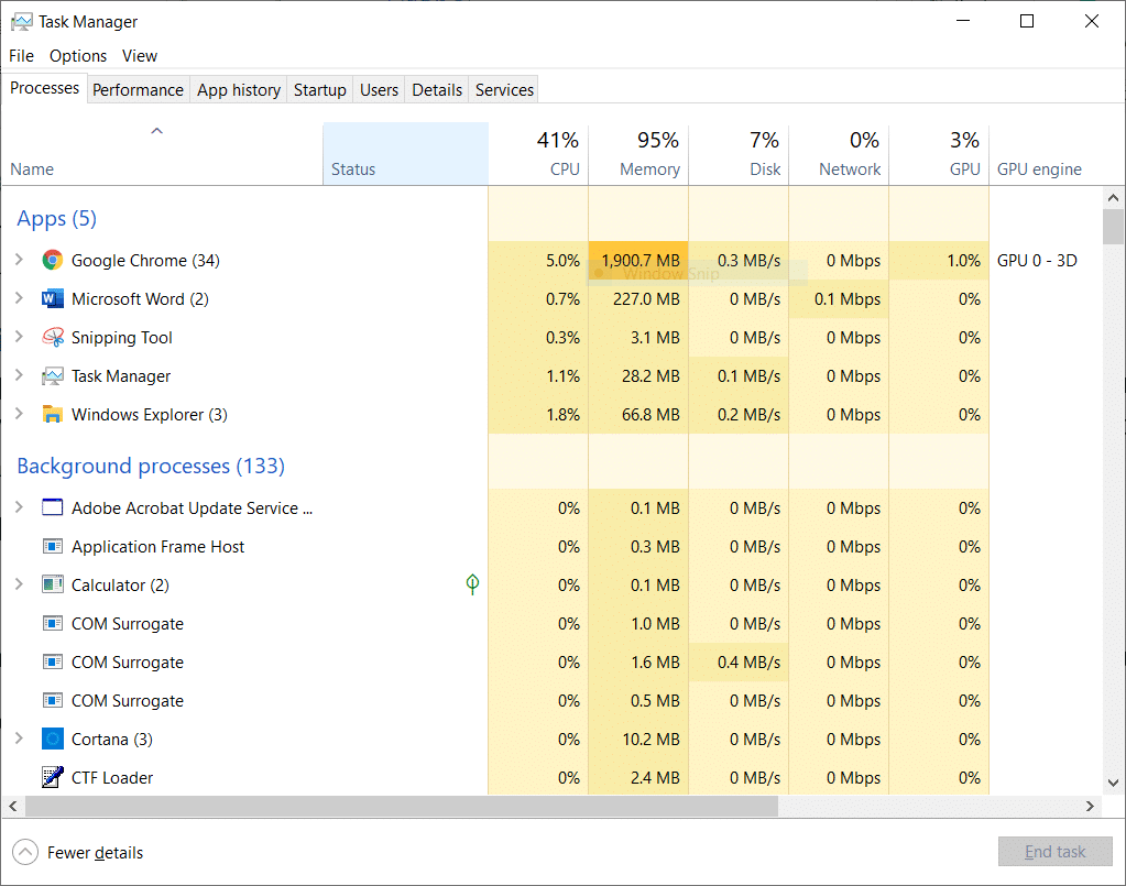 通过同时按下 Ctrl、Shift 和 Esc 键来启动任务管理器。 修复 Microsoft Edge 中的错误状态断点