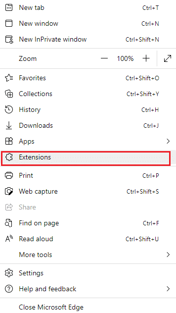 现在，单击扩展。 修复 Chrome 中的 STATUS ACCESS VIOLATION