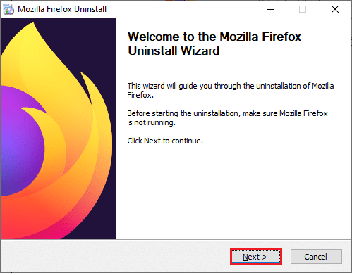 现在，单击 Mozilla Firefox 卸载向导中的下一步按钮