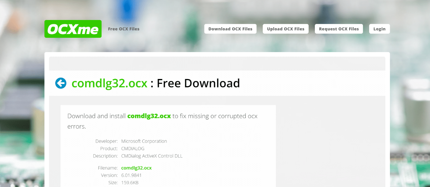 ocxme 网页。 如何修复 Windows 10 中缺少的 COMDLG32.OCX