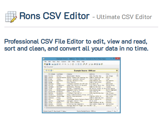 Rons CSV 编辑器的官方网站。 适用于 Windows 的最佳 CSV 编辑器