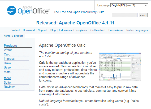 Apache OpenOffice Calc 官方网站