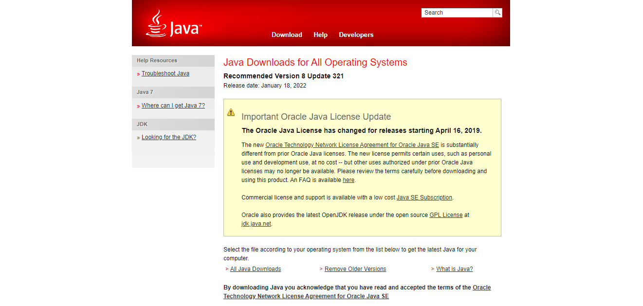 打开Java官网。 如何在 Windows 10 中打开 JAR 文件