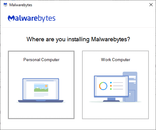 打开 Malwarebytes 并选择你在哪里安装 Malwarebytes？