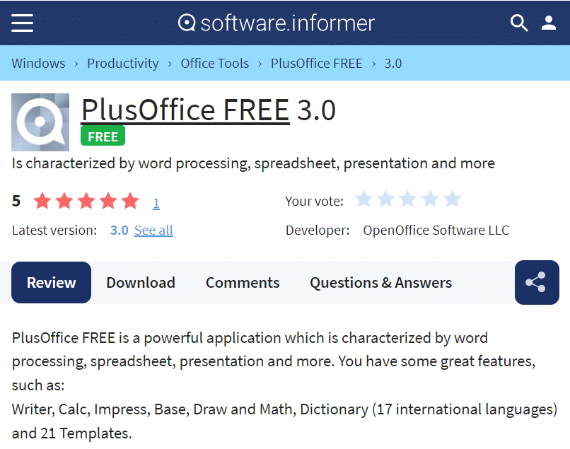 PlusOffice Free Calc