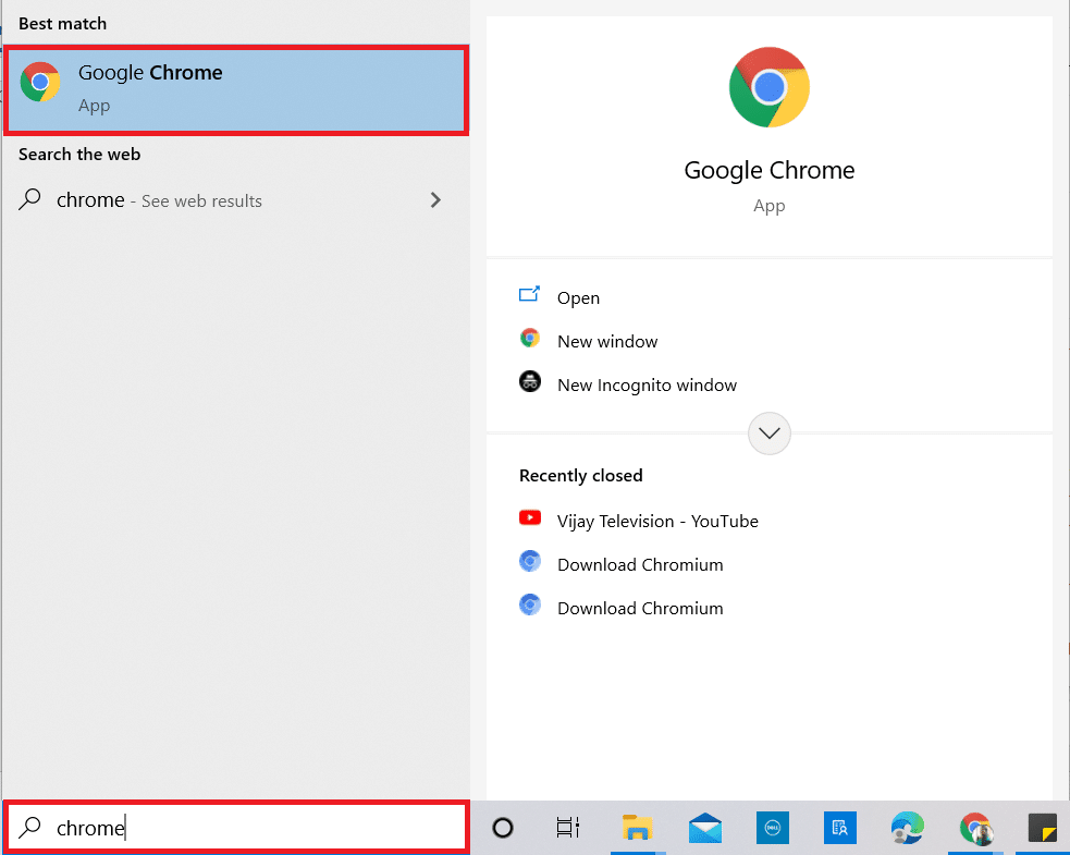 按 Windows 键。 输入 Chrome 并打开它