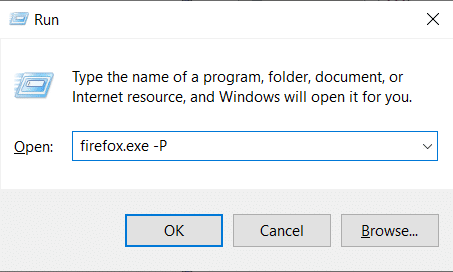 在运行对话框中键入 firefox.exe P。 如何修复 Firefox 不加载页面