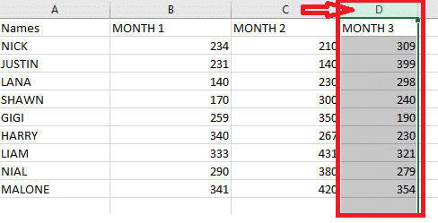 通过单击列标题选择要交换的列。