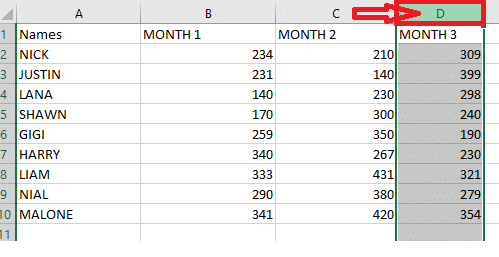 选择要交换的列 |  在 Excel 中交换列或行