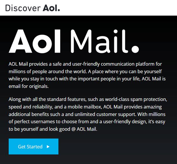 AOL Mail 的注册页面 |  最佳免费商业电子邮件帐户