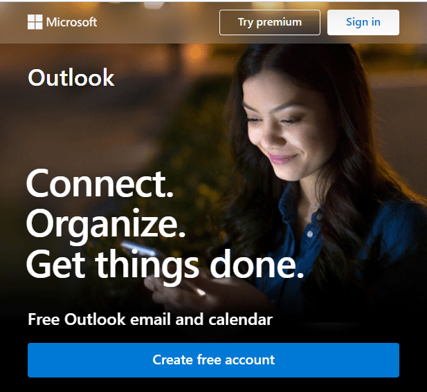 Outlook 的注册页面