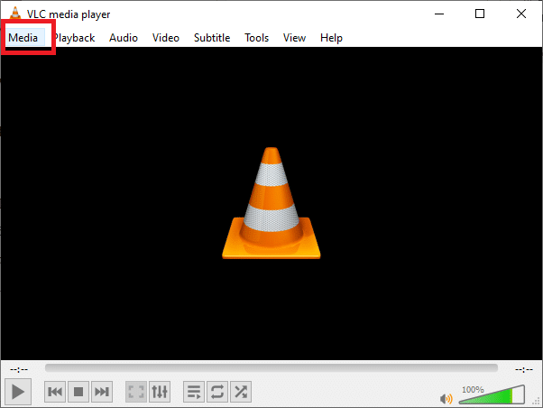 启动 VLC 媒体播放器并选择媒体。