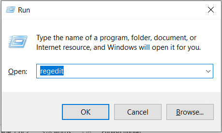 键入 regedit 并按 Enter。 注册表编辑器窗口打开。 如何修复错误 0x80070002 Windows 10