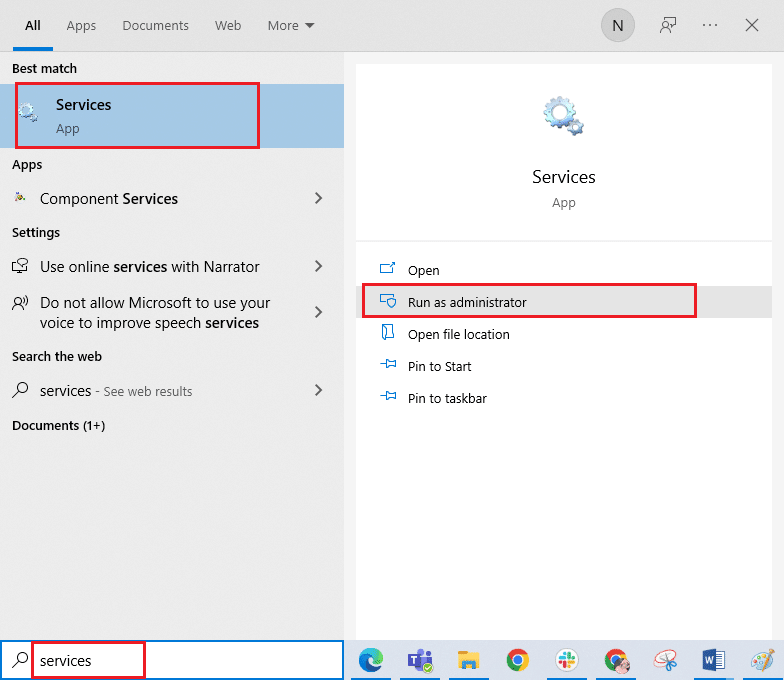 以管理员身份打开服务。 修复 Windows 10 音频错误 0xc00d4e86