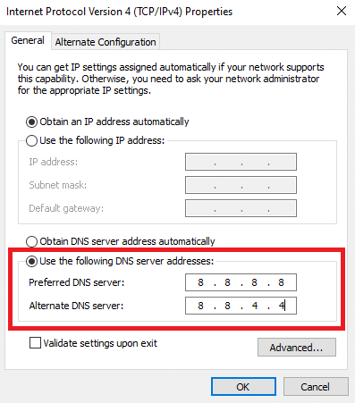 使用谷歌 DNS 地址