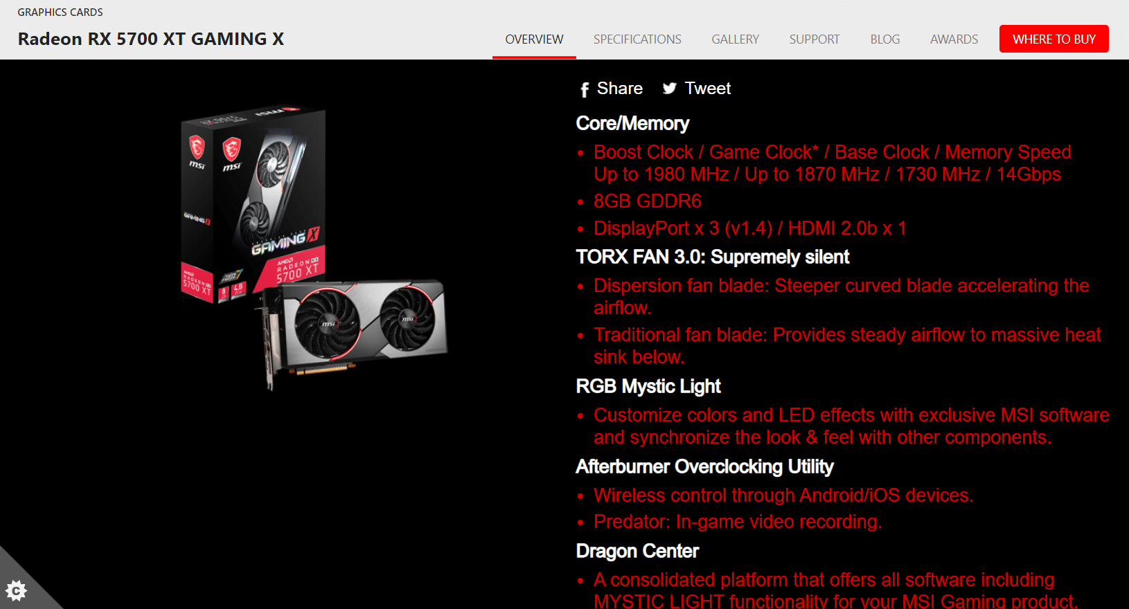 微星游戏 Radeon RX 5700XT