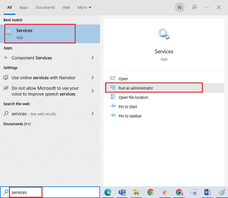 以管理员身份运行服务。 修复更新错误 0x80070bcb Windows 10